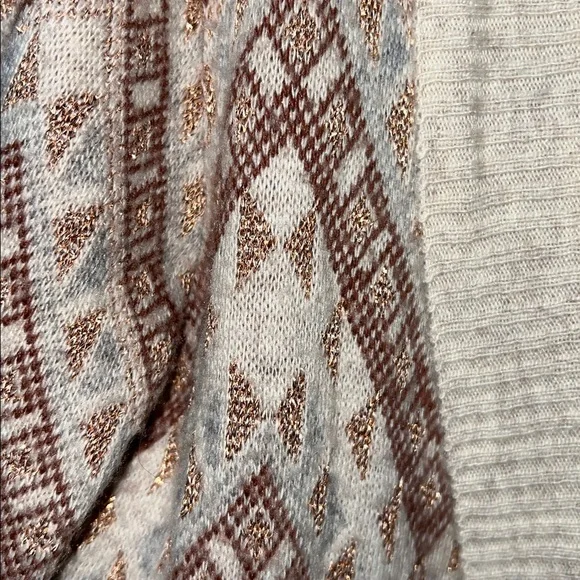 Anthropologie La Fee Verte Chevron Zig Zag MetallicLong Cardigan Size M/L - Picture 5 of 8